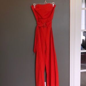 NWT Free People red/orange strapless jumpsuit